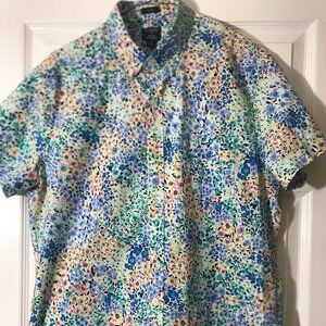 Men's J Crew Floral Shirt, Short Sleeve Dress Shirt, Slim Fit, M - Pre-Owned